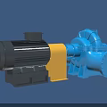 Industrial Equipment With Blue Pump Unit Grey Motor And Yellow Coupling Base