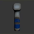 Handheld Scanner With Blue And White Body And Blue Tape Wrapped Handle