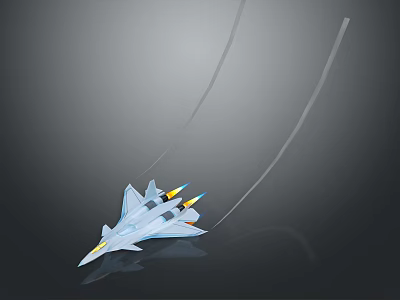 Fighter Jet Flying With Trails Against Gray Background 3d model Fighter Jet Flying With Trails Against Gray Background 3d model