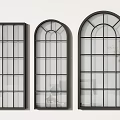 Rectangular Arched And Large Arched Black Frame Glass Windows For Modern Interior