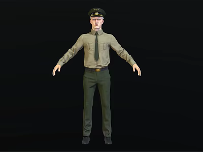 Male Police Officer Character In Uniform Standing With Arms Outstretched 3d model