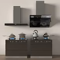 Modern Kitchen Appliances With Range Hoods Stovetops And Stainless Steel Kettles