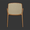 Modern Leisure Chair With Wooden Frame Woven Rattan Backrest And Striped Cushion