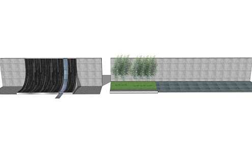 modern landscape wall waterscape wall 3d model