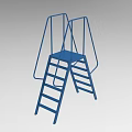 Blue Metal Double Ladder With Top Platform Safety Rails And Sturdy Structure 3d model