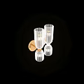 Modern Wall Lamps with Ribbed Transparent Glass Shades and Gold Silver Metal Bases