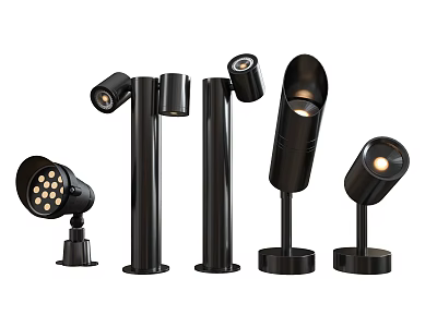 Sleek Black Downlights And Spotlights With Various Modern Lighting Fixture Designs 3d model