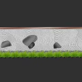 Feature Wall With Wavy Line Pattern Black Stone Decorations And Green Grass 3d model