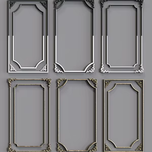 European-style lines carved parapet component lines 3d model
