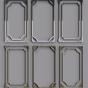 European-style lines carved parapet component lines 3d model