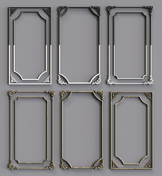 European-style lines carved parapet component lines 3d model