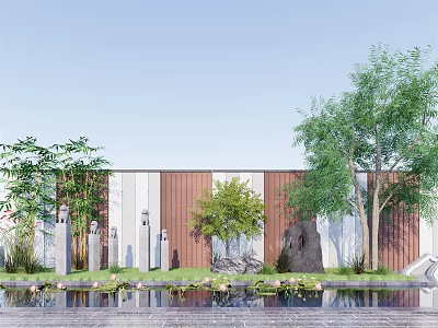 New Chinese style landscape sketch courtyard sketch plant landscaping rockery stone indoor landscape plant pile ferns 3d model