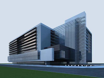 Modern Multi Storey Office Building Exterior With Glass Curtain Wall And Architectural Design 3d model