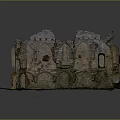 Ancient Building Ruins With Weathered Brick Walls Arched Openings And Overgrown Vines