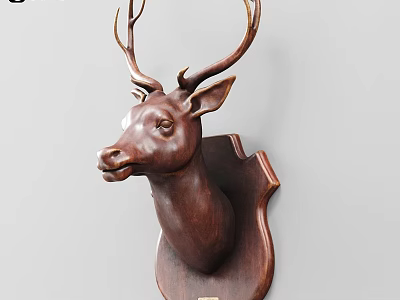 Decorative Wooden Deer Head Wall Hanging for Home Living Room Decor 3d model