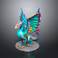 Colorful Dragon Statue With Vibrant Scales Iridescent Wings And Decorative Base