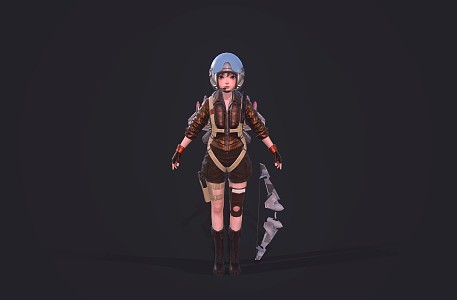 Female pilot game character 3d model