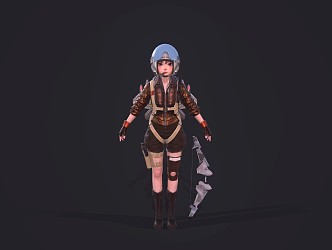 Female pilot game character 3d model