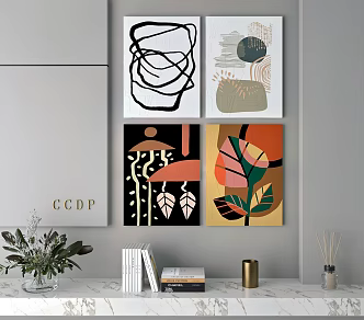 Modern Art Hanging Painting Combination 3d model