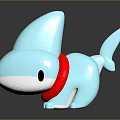 Cute Blue Shark Dog Game And Movie Character With Red Collar Design