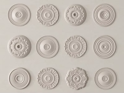 Elegant Round Ornamental Carvings With Intricate Patterns And Classic Designs 3d model