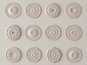 French vintage carved plaster carved lamp plate 3d model