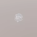 Transparent Ice Cube With Water Drops On Blue Background Surface