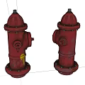 Vintage Red Fire Hydrants with Metal Bolts and Top Caps Essential Fire Safety Devices