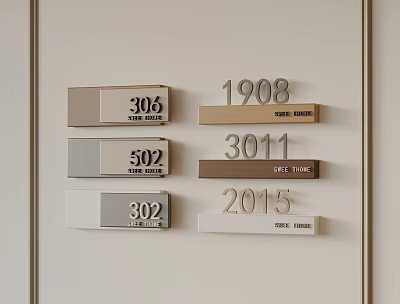 Hanging Color Sample Plaques With Numbers And Color Names On Wall 3d model
