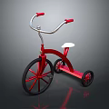 Classic Red Tricycle With White Seat Silver Handlebar And Black Wheels Design