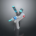 Futuristic Sci Fi Weapon 3D Model With Blue Accents And White Gray Body