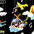 Colorful Kids Room Decor With Clouds Airplanes Music Notes Castle And Stars