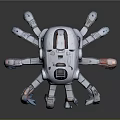 Futuristic Mechanical Octopus With Robotic Tentacles Silver Body Red Blue Accents And Cockpit