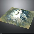 Square Shaped 3D Mountain Terrain Model With Snow Capped Peak And Detailed Slopes