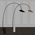 Modern Arc Floor Lamps With Marble Metal Bases Black Brown Shades White Wall