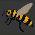 3D Modeled Cartoon Bee Character With Yellow Black Stripes And Wings