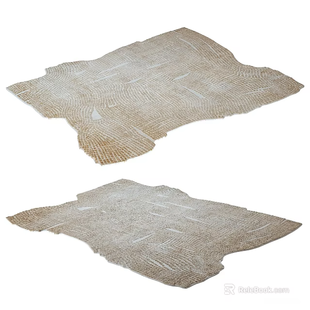 Neutral Woven Square Rug With Abstract Line Patterns For Modern Home Decor 3d model 