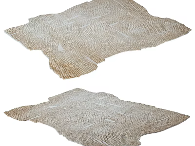 Neutral Woven Square Rug With Abstract Line Patterns For Modern Home Decor 3d model