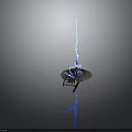 Futuristic Sci Fi Weapon With Blue Lightning Metallic Disc Base Spiked Design 3d model