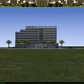 Modern Hotel Building Exterior With Glass Windows Palm Trees And Main Entrance
