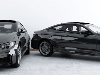 Two Black Modern Cars With Sleek Body And Sporty Exterior Design 3d model