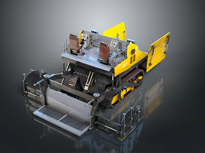 Yellow Tracked Construction Machine With Operating Cab And Crawler Tracks 3d model