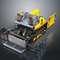 Yellow Tracked Construction Machine With Operating Cab And Crawler Tracks 3d model
