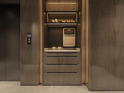 Contemporary Home Bar Design With Sleek Countertop And Built In Storage Cabinets 3d model
