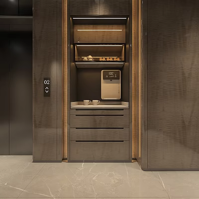 Contemporary Home Bar Design With Sleek Countertop And Built In Storage Cabinets 3d model