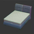 Modern Upholstered Bed Furniture With Blue Headboard And White Diamond Quilted Mattress