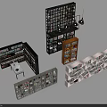 Modern Bookcases Featuring Various Open Designs Multiple Shelves And Different Colors 3d model