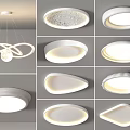 Modern Lighting Combinations with White Pendant Ceiling Lights Various Shapes Minimalist Design 3d model