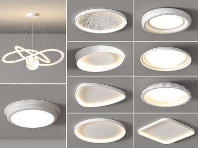 Ceiling lamp living room main lamp cream cloud ceiling lamp dining room bedroom lighting combination whole house package 3d model