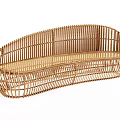 Natural Woven Rattan Multiperson Sofa With Curved Design And Comfortable Seating Area